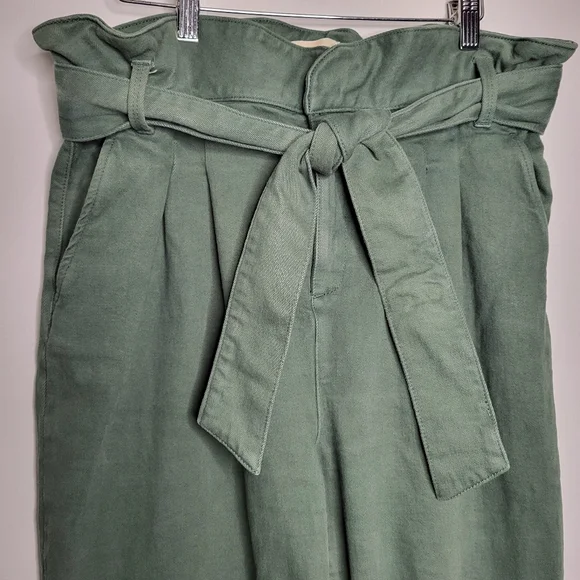 Sézane Paris Austin Cargo Green Paperbag Cut High Waisted Pant EU 44 / US 12 - Picture 4 of 16